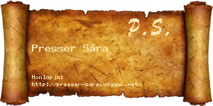 Presser Sára névjegykártya
